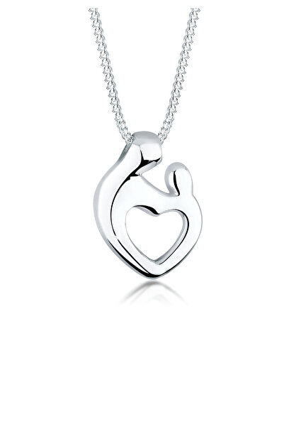 ELLI Dámsky náhrdelník s motívom matky a dieťaťa v tvare srdca zo striebra 925