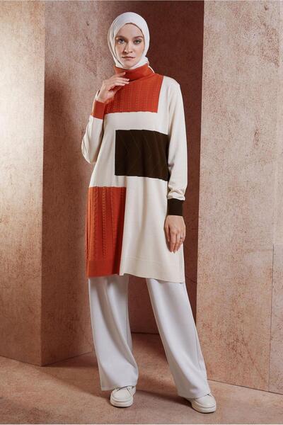 Alvina 44908 Model Color Blocked Knitwear Tunic