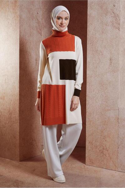 Alvina 44908 Model Color Blocked Knitwear Tunic