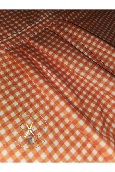 dora ev tekstıl Kitchen & Chef Apron Orange Gingham《Duck Fabric》