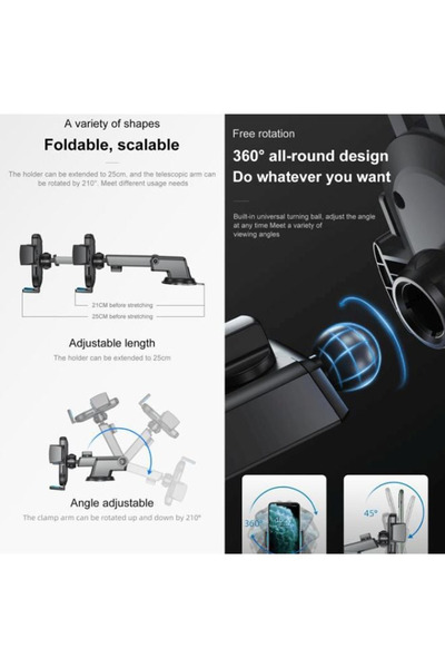 Joyroom حامل هاتف للسيارة JR-OK3 قابل للتعديل بحرية الدوران - أسود