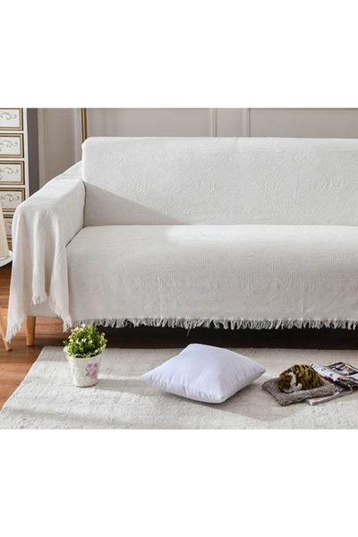 Generic Pastoral Style Sofa Slipcover White 130 x 180cm