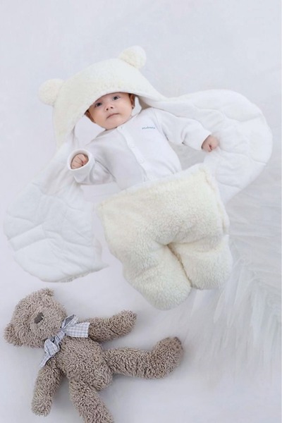 Mai Perla 0 - 12 Months Welsoft Outer Swaddle Baby Blanket with Ears