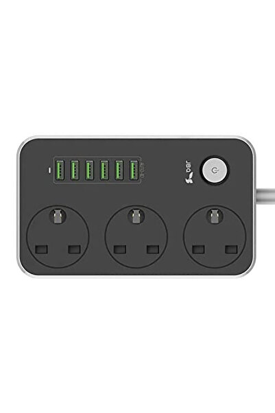 Generic 3-Power Socket And 6-Port USB Adapter Grey