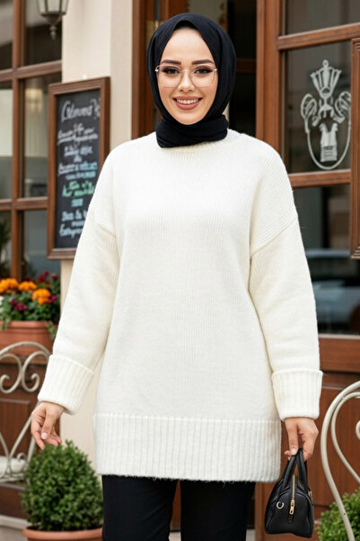 N.S NEVA STYLE Tunica pulover din tricot ecru 87181E