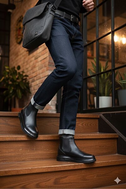 Hammer Jack 24895 Siyah Cilt Orijinal Ürün Hakiki Deri Chelsea Erkek Bot