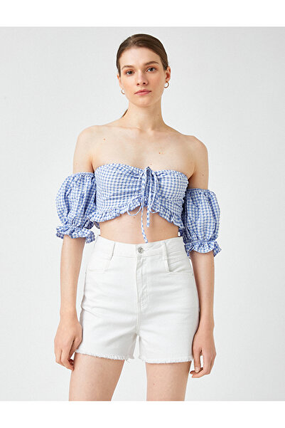 Koton Bluză decupată, cu umăr dezbrăcat, mâneci cu balon