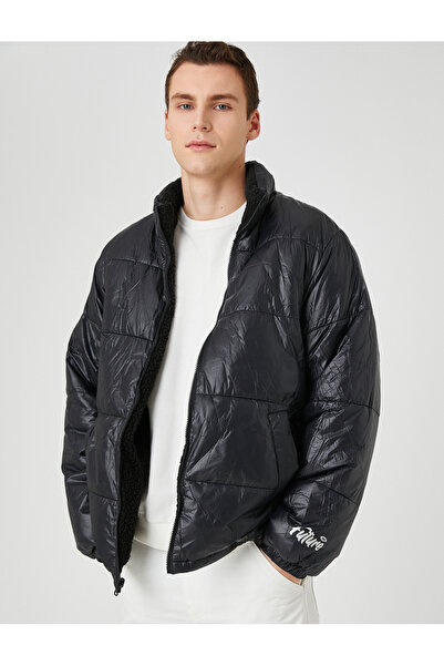 Koton Slogan pentru haine gonflabile strălucitoare cu imprimeu impermeabil cu...