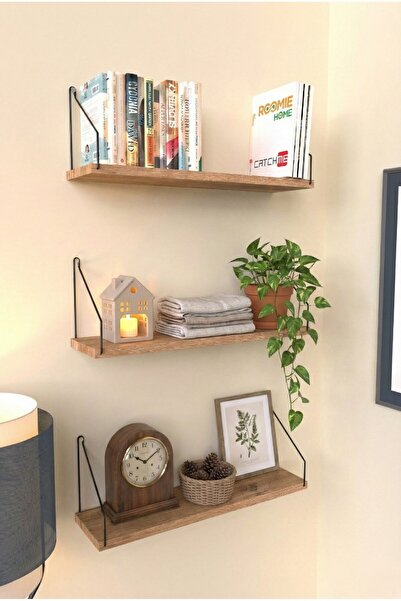 Roomie Home Duvar Rafı Kitaplık Mutfak Banyo Yaşam Alanı 3 'lü Set 15 X 55 Cm .