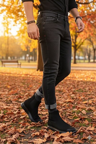 Hammer Jack 24895 Siyah Nubuk Orijinal Ürün Hakiki Deri Chelsea Erkek Bot