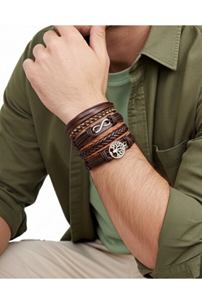 Genel Markalar Sonsuzluk Hayat Ağacı Kahverengi Figürlü 5 Parça El Yapımı Hak...