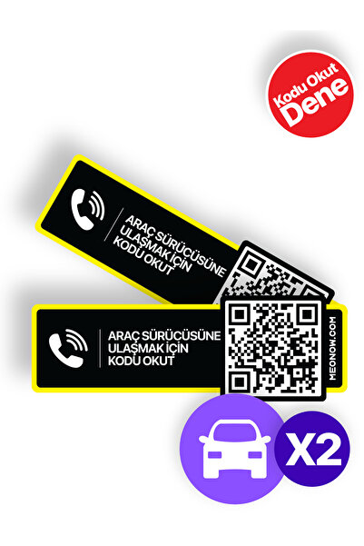 MEO Teknoloji 2'li Paket - Numarasız Numaratör - QR Kodlu Araç Numaratörü - Araç İçi Park Telefon Numarası (Yatay)