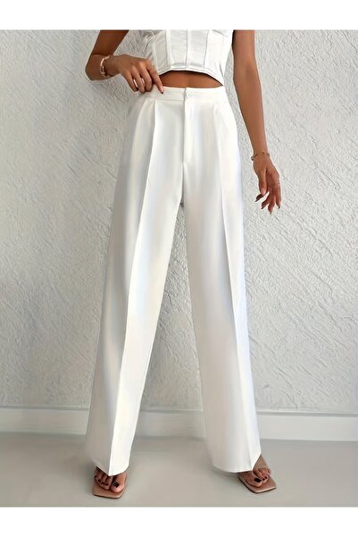 Take Two By Styli White Solid Wide Leg Pant