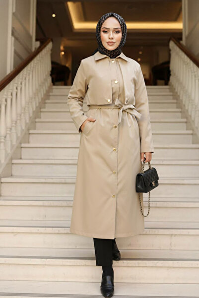 Neva Style Μπεζ Τρέντσιντ Μπουφάν - Με κουμπιά, Μοντέλο 62131BEJ