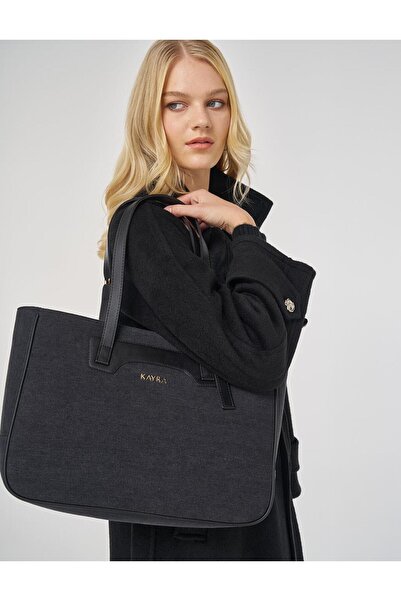 Kayra Logolu Denim Çanta Antrasit