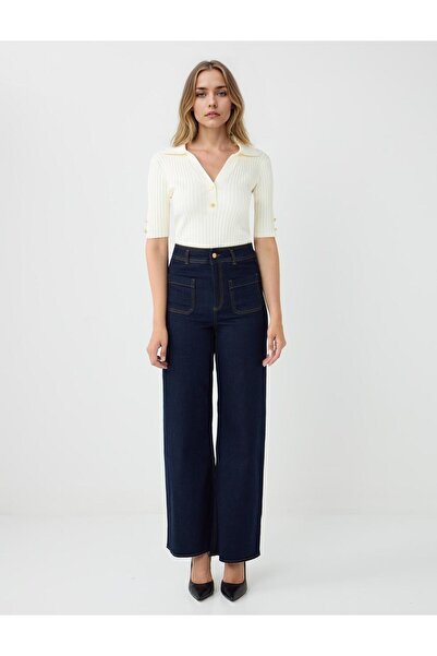 Jimmy Key Πλεκτό πουλόβερ με κοντό μανίκι σε ανοιχτό λευκό χρώμα