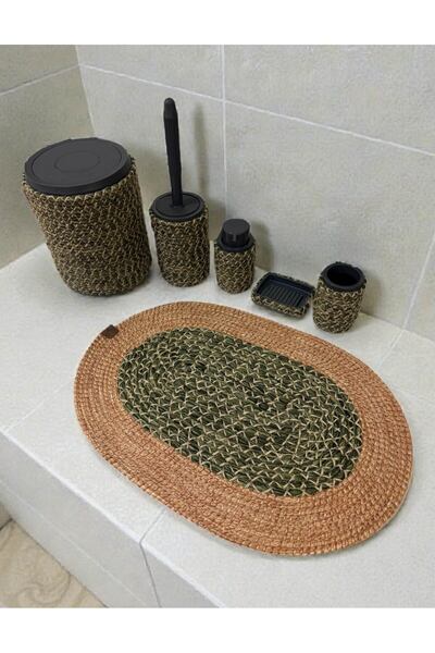 Home Inn Home Textile Set de baie 6 piese aspect răchită – stil modern – natural