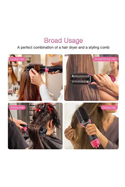 Generic Arabest Electric Professional Hot Air Straight Curling Comb Black/Pink 34 x 7.5 x 5.5cm