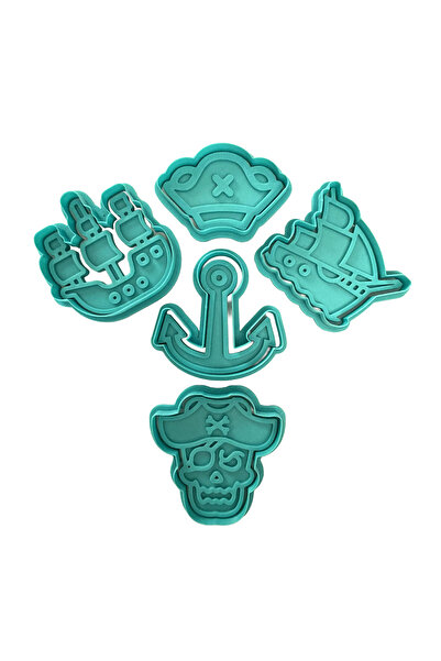 Craftelle مجموعة من 5 قوالب كوكيز على شكل سفن قراصنة ومرساة |   موضوع بحار ال...