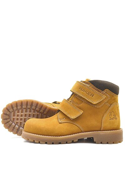 Rakerplus Γνήσιες δερμάτινες μπότες με κίτρινο Velcro από γούνα