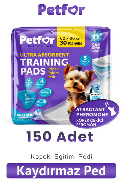 Petfor Köpek Eğitim Pedi 60x90 150 Adet Kaydırmaz Bantlı