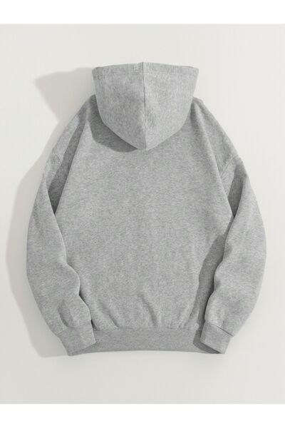 WNWGKN Black Gray Spider Printed Zippered Oversize Cardigan - Pocket Hoodie