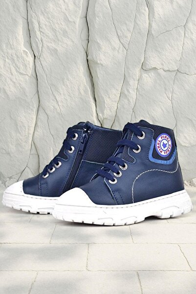 Shoes Center Справжня шкіра Pixel Темно-синій дитячий черевик на шнурівці з блискавкою