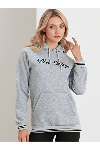 Gri Kalın Içi Polarlı Kadın Sweatshirt