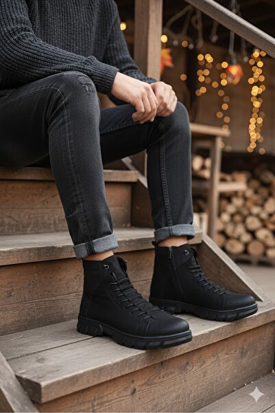 Hammer Jack Model 20725 - Ghete pentru bărbați din piele naturală neagră