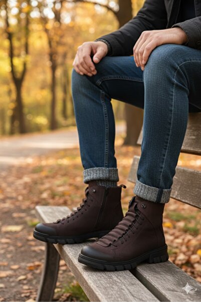 Hammer Jack Ανδρικές μπότες από γνήσιο δέρμα 20725 Model Brown Color