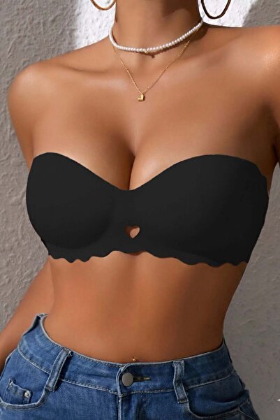 Merry See χωρίς ραφές Αόρατο σουτιέν χωρίς ελαστικό, ελαφρώς υποστηριζόμενο, με λεπτομέρεια καρδιάς, κομμένο με λέιζερ, που δεν αφήνει ίχνη