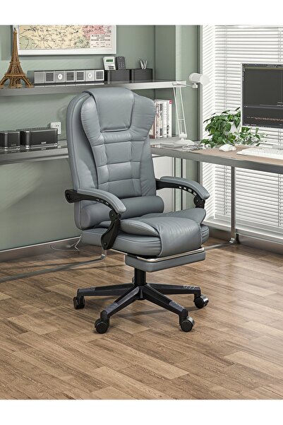 Venpara كرسي مكتب مريح، كرسي كمبيوتر مصنوع من جلد البولي يوريثان، مسند ظهر قابل للإمالة، دواسات قدم قابلة للسحب