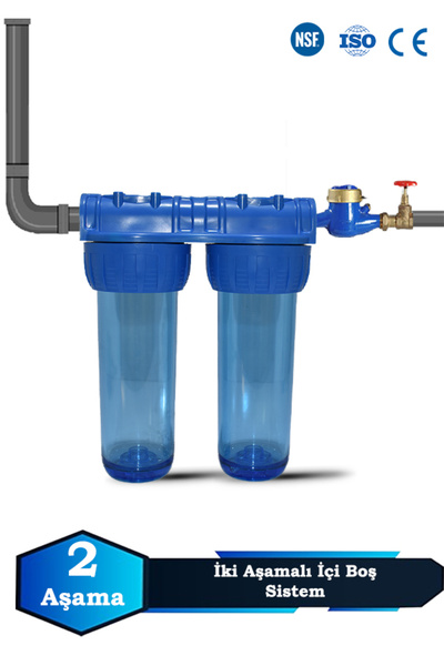 WaterMelon Daire Bina Sayaç Girişi 10" Inc 2 Aşama Su Arıtma Ve Yumuşatma Sis...