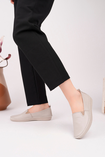 Deripabuc Balerini din piele de damă din piele naturală argintie Dp62-8002