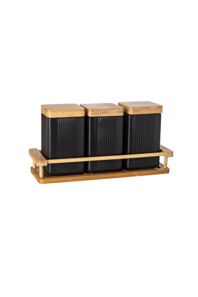 Dania Porcelain storage box set with bamboo wood with new decor to add a touch of beauty to your kitchen