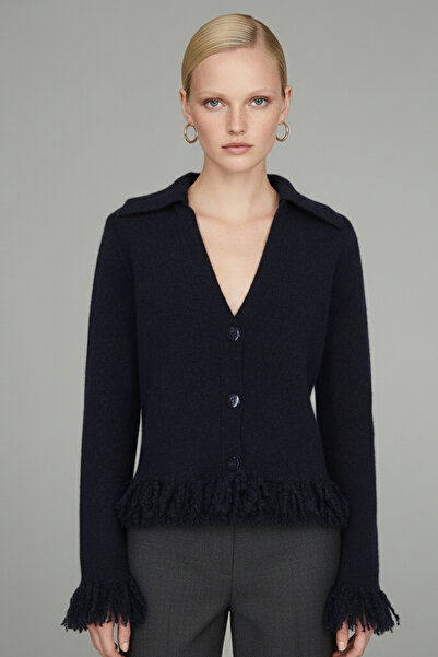 Qoolest Kadın Gömlek Yaka Etek Ucu ve Manşeti Püsküllü Yumuşak Dokulu Düğmeli...