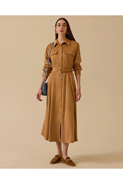 SCL Kemerli Süet Elbise