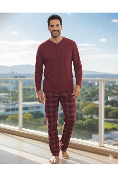 Sude HOMEWEAR Ανδρικό Σετ Πιτζάμες ΜΑΚΡΥΜΑΝΙΚΟ Καρό