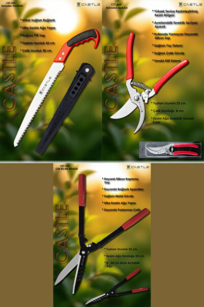 CASTLE KNİFE Castle Cst-54x Çim Kesme Makası Budama Makası Çim Çit Kesme Dal ...