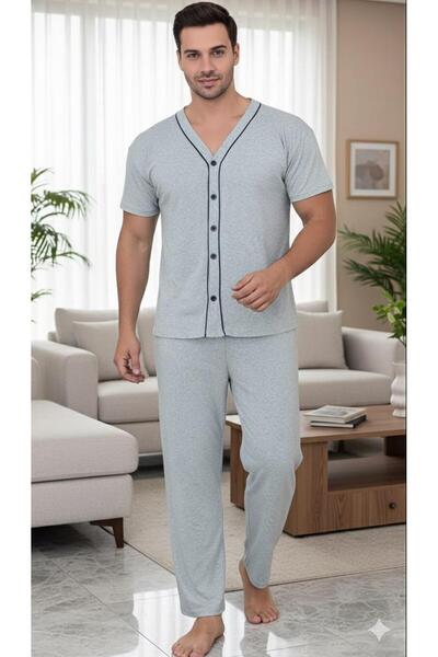 Sude HOMEWEAR طقم بيجامة قميص بأكمام قصيرة للرجال