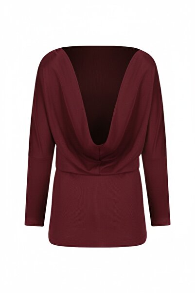 La Sarta Orlina Backless Jersey Burgundy Dress