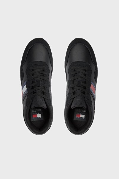 Tommy Hilfiger Pánské černé tenisky semišové značky s logem z recyklovaného polyesteru s gumovou podrážkou