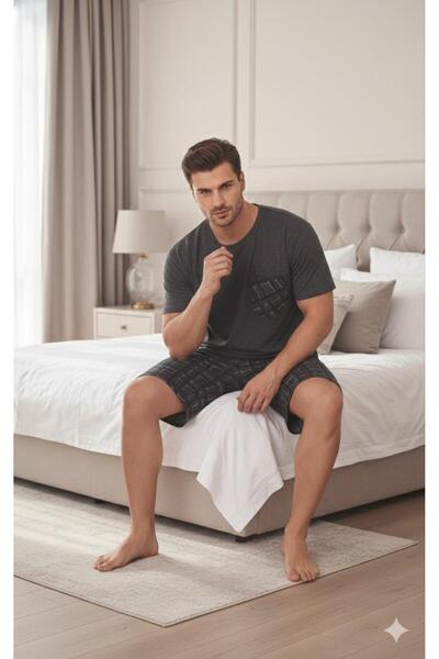 Sude HOMEWEAR Чоловічий комплект піжами з короткими рукавами та шортами