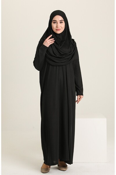 sefamerve Πρακτικό φόρεμα προσευχής με τσάντα - 1973-01 Μαύρο