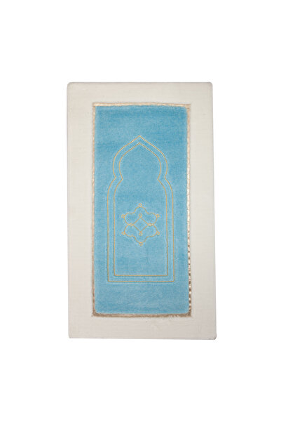 SECDEM موديل قونية إكرو - سجادة صلاة من القطيفة باللون الأزرق الفاتح