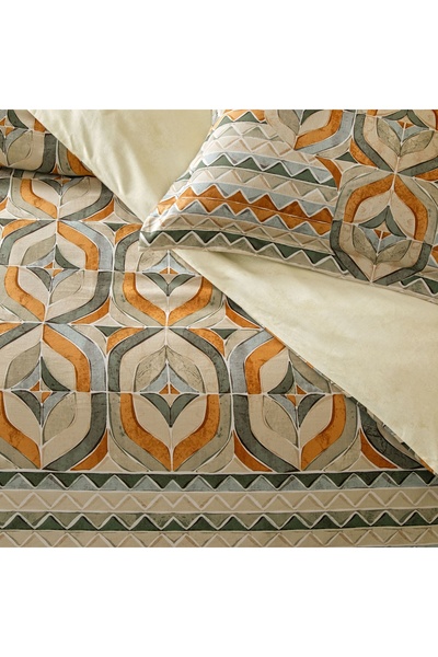 Linens Fresnel Cotton Satin Double Duvet Cover Set Orange