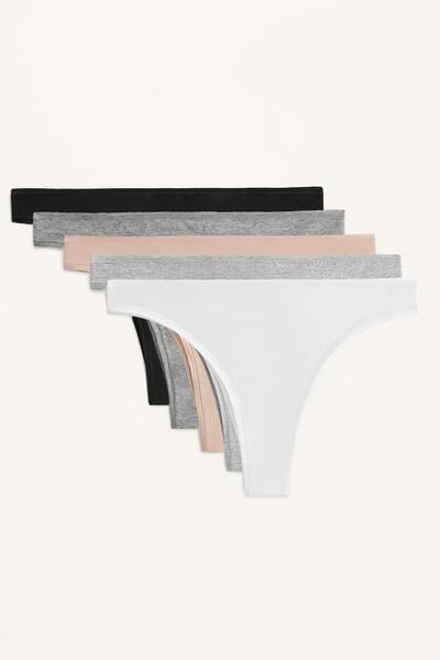 Oysho 5 سراويل داخلية برازيلية من مزيج القطن