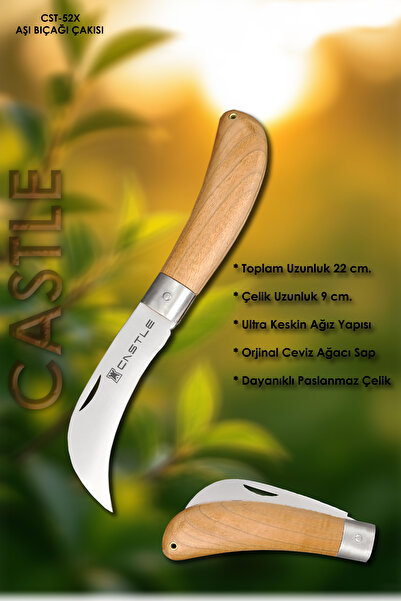 LAZBİSA Castle Cst-52x Aşı Çakısı Bıçağı Budama Çakısı Bahçe Budama Bıçağı