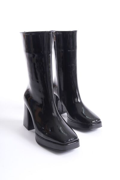 MARSEDO Kadın Küt Burun Platform Fermuarlı Kalın Topuklu Günlük Dreem