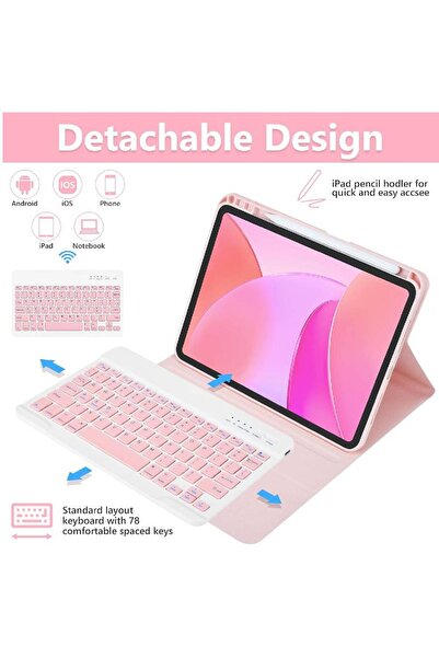 HYX Keyboard Case for iPad Pro 11-inch (M5/M4 2025/2024) - Detachable Magnetic Bluetooth, Light Pink